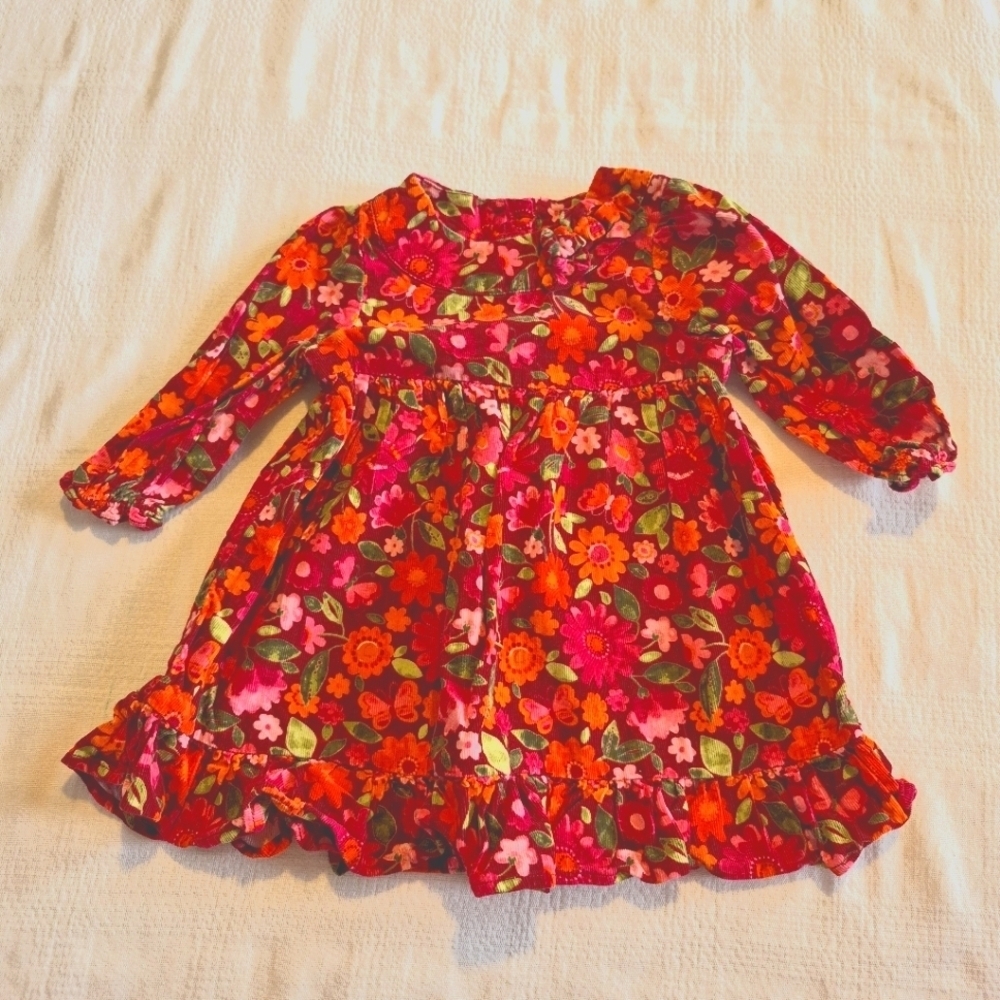 Gymboree girls size 12-18 months Butterfly Girl corduroy dress, floral EUC